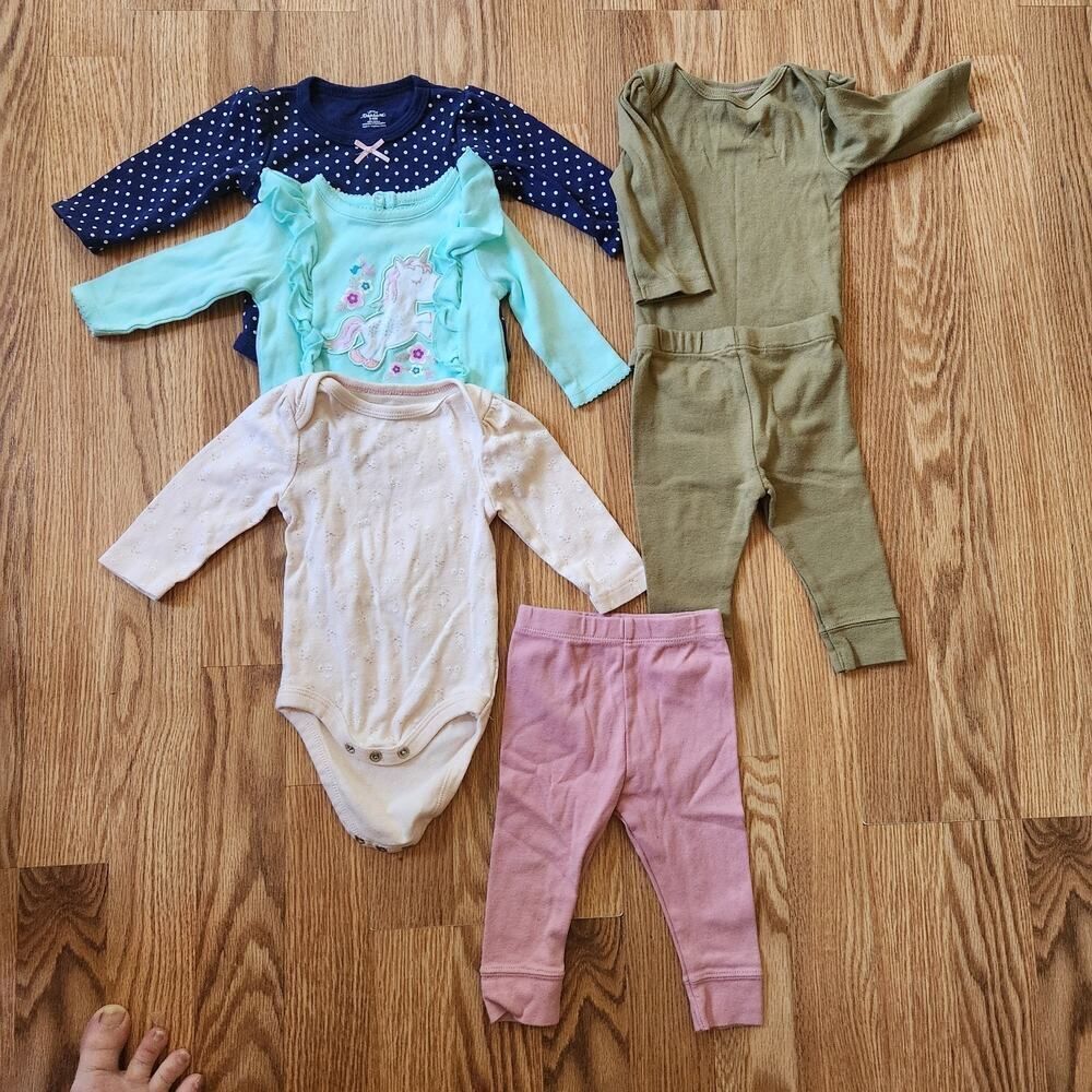 Baby Girl 0-3 Months Clothing Lot of 6 Long Sleeves, Pants